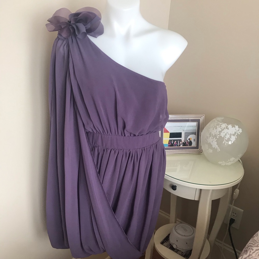 Purple one shoulder party dress